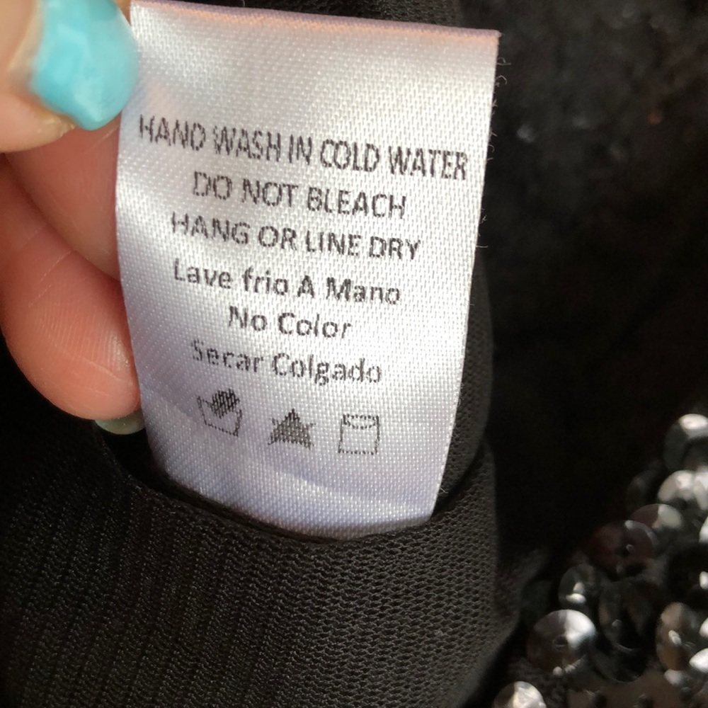Amber Blue Black Sequins Dress Sz M - Picture 5 of 6